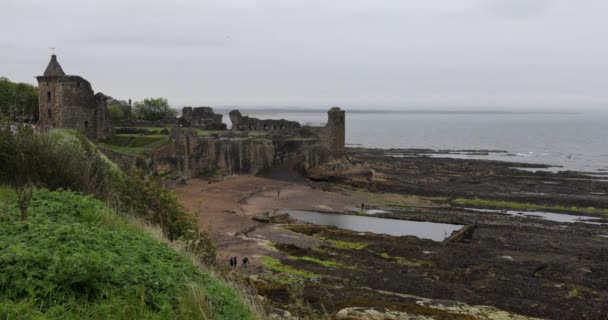 Altes mittelalterliches schottisches Schloss und wunderschöne Landschaft mit traditioneller Natur. — Stockvideo