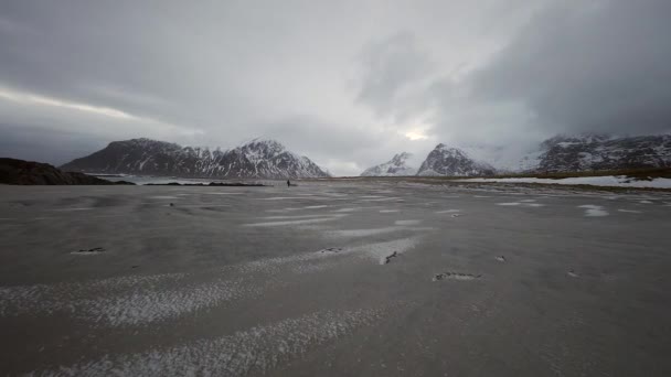 Lofaten islands. Beautiful Norway landscape with moving clouds. — Stock Video