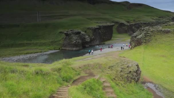 Malebná krajina tradiční povahy Islandu. Hd záběry. — Stock video