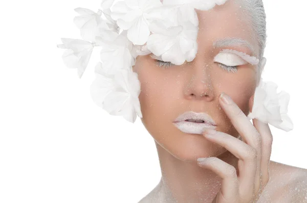 Portrait of a young woman with a winter make-up — Stock Photo, Image