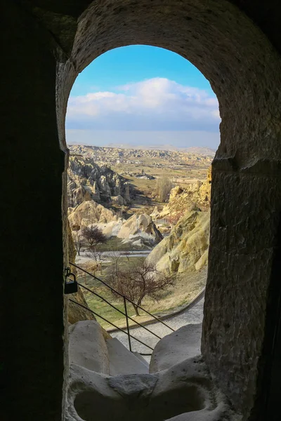 Inside looking out at Rock formations at Cappadocia, Anatolia, T — Stock Photo, Image