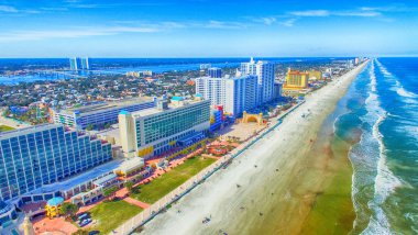 Daytona Beach along the Atlantic Sea, Florida aerial view clipart