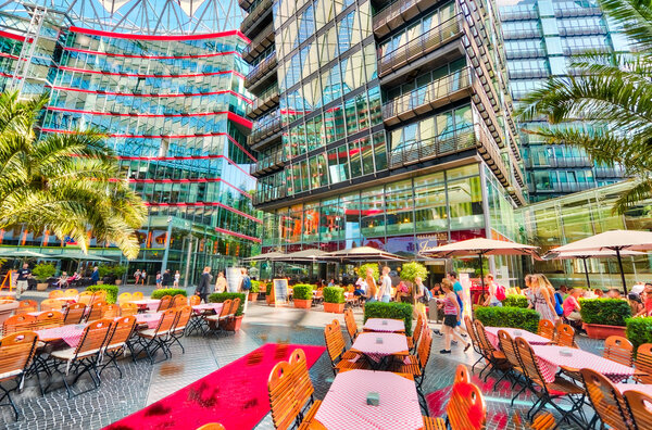 BERLIN, GERMANY- JULY 2016: Potsdamer Platz is an important publ