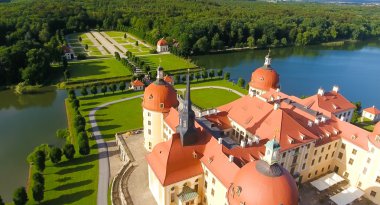 Landscape view of Moritzburg Castle in Saxony, Germany clipart