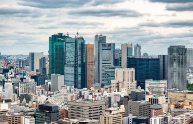 Tokyo gökdelenlerin havadan görünümü. Şehir manzarası, iş kavramı
