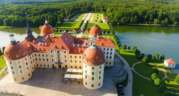 Moritzburg Castle from the air, Saxony - Germany