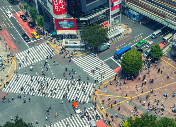 Tokyo, Japonya - 23 Mayıs 2016: Yayalar Shibuya Crossi çapraz