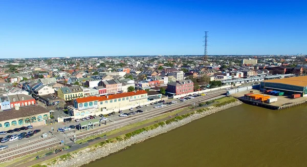 Vista aérea de Nueva Orleans desde el río Mississippi, Luisiana —  Fotos de Stock