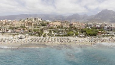 Playa de Las Americas, Tenerife. Aerial view in summer season clipart