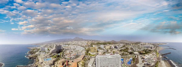 Naplemente a légi felvétel a Tenerife - Playa de Las Americas — Stock Fotó