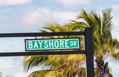 Bayshore Drive street sign in Fort Lauderdale, Florida clipart