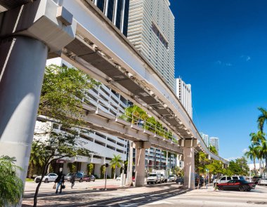 Gün batımında, Florida güzel Downtown Miami manzarası