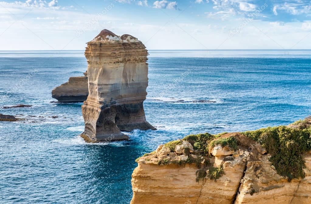 Limestone rocks over the ocean, Great Ocean Road, Australia