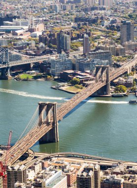 Brooklyn Köprüsü, şehir manzarası, havadan görünümü