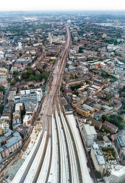 Vista aérea de la estación de tren de la ciudad —  Fotos de Stock