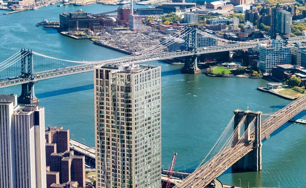 Vista aérea da Ponte do Brooklyn em Nova York — Fotografia de Stock