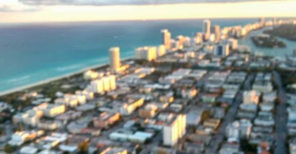 Suddig Flygfoto över South Beach byggnader, Miami — Stockfoto