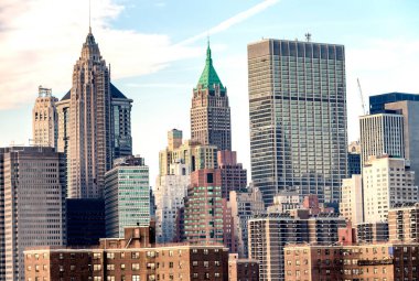 New York Skyline gün batımı görünümü