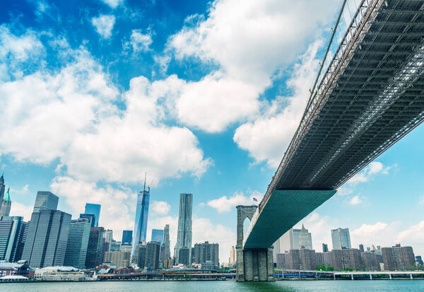 Brooklyn Bridge as seen from underneath, New York