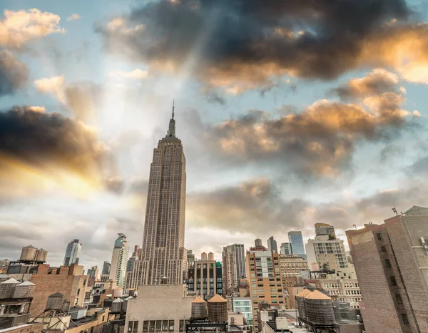 Manhattan skyline zachód słońca w jesieni, New York City — Zdjęcie stockowe