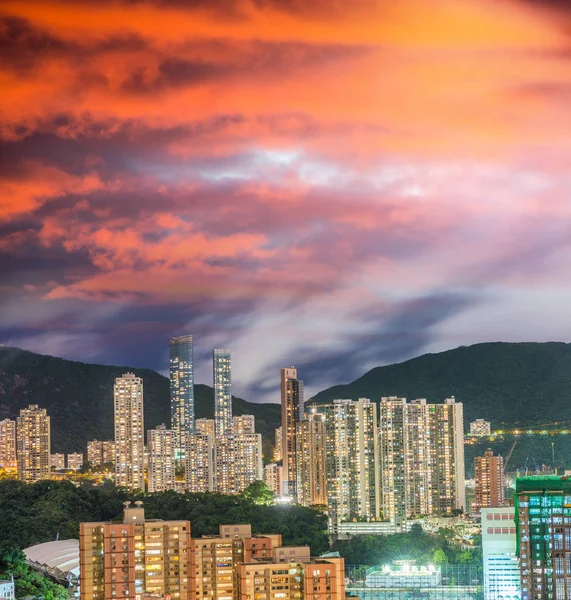 Hong Kong skyline notturno — Foto Stock