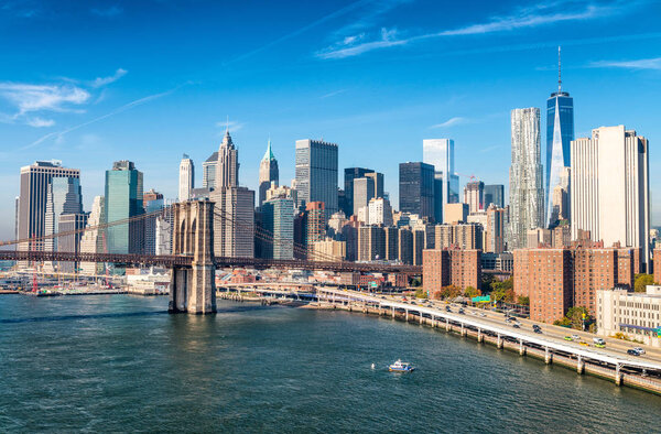 Lower Manhattan skyline as seen from Brooklyn.
