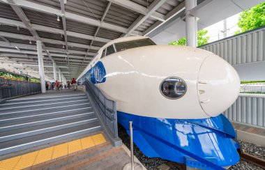 KYOTO, JAPAN - MAY 30, 2016: Shinkansen train inside Railway Mus clipart