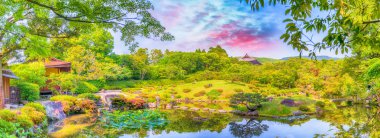 Nara, Japonya - UNESCO Dünya Miras Listesi. Mei Isuien bahçeden