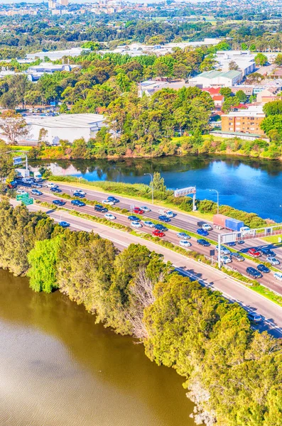 Vista aérea da estrada principal perto de Sydney, Austrália — Fotografia de Stock