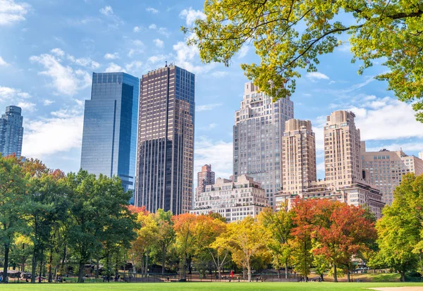 Manhattan budynków w sezonie liści od Central Park - Nowy Yo — Zdjęcie stockowe