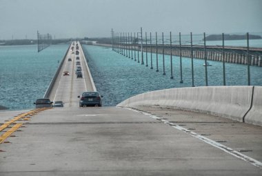 Florida Keys US1 Highway with beautiful blue sky. clipart