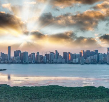Helikopter - Florida, Usa görüldüğü gibi Miami Beach manzarası