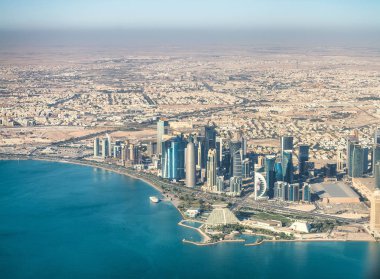 Doha aerial skyline, Qatar clipart