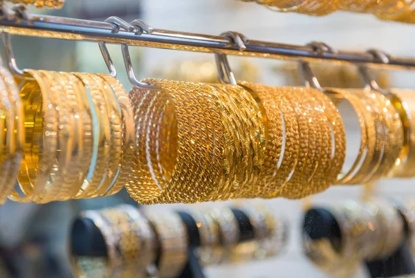 Golden jewelry in Dubai, UAE — Stock Photo, Image