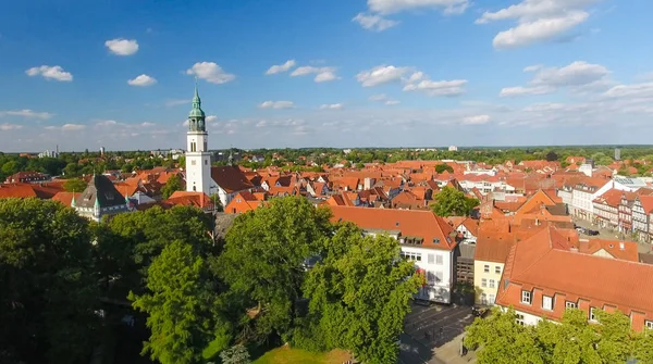 Vista aérea del horizonte de Celle desde el parque de la ciudad, Alemania —  Fotos de Stock