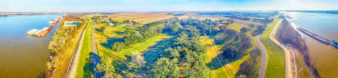 Oak Sokağı Plantation, Louisiana'nın hava günbatımı panoramik