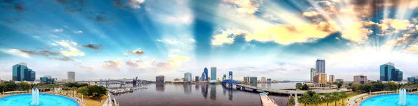 Panoramic sunset aerial view of Jacksonville, Florida — Stock Photo, Image