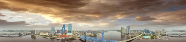 Pôr Sol Incrível Horizonte Aéreo Jacksonville — Fotografia de Stock