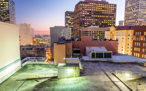 Night aerial skyline of New Orleans, Louisiana from rooftop — Stock Photo, Image