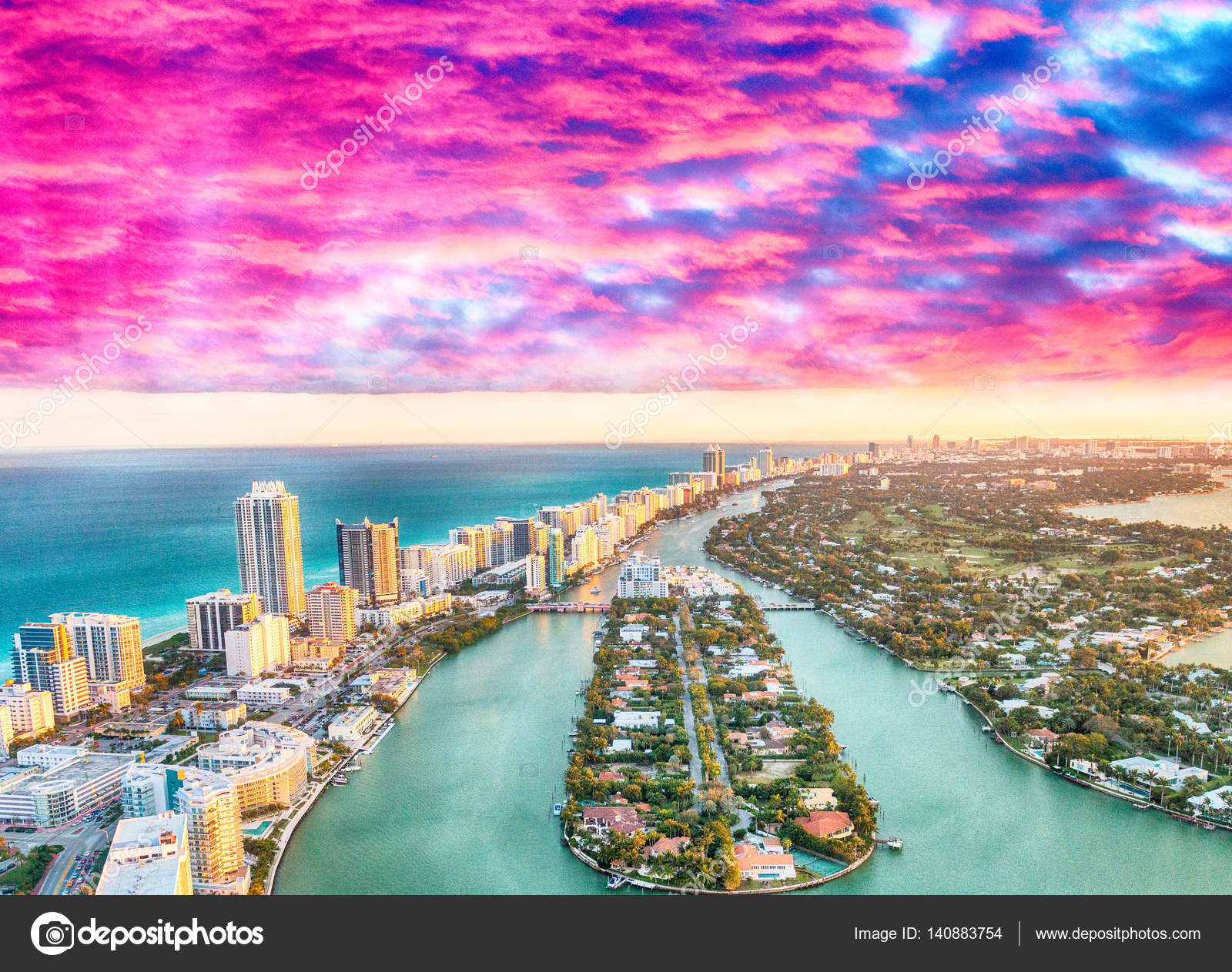 Aerial view of Miami Beach skyline, Florida Stock Photo by ©jovannig 140883754