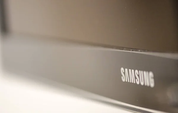 Samsung TV logo. Samsung is a major compan — Stock Photo, Image