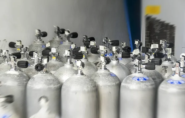 Gas cylinders in warehouse — Stock Photo, Image