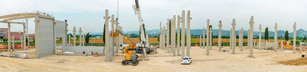 Panoramic view of building construction site