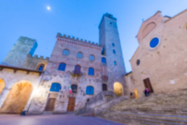 Vista borrosa de la arquitectura de San Gimignano al atardecer, Toscana  - —  Fotos de Stock