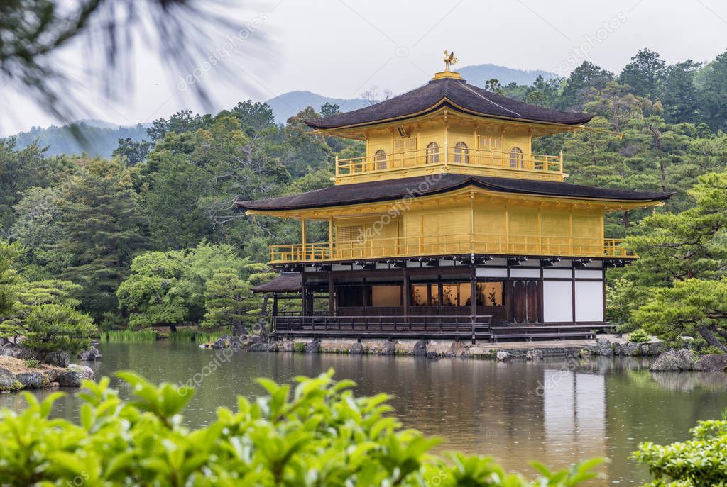 Golden Pavilion, Miromachi Zen temple in Japanes traditional Gar