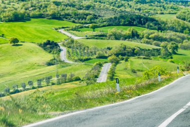 Rüzgarlı road Tuscany kırsal, İtalya