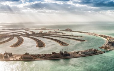 Dubai Palm Jumeirah Adası, BAE havadan görünümü