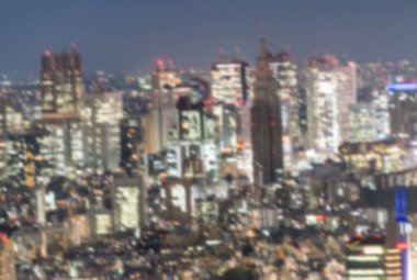 Metropolis Skyline gece bulanık görünüm