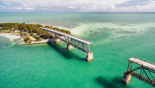 Vista aérea del viejo puente Bahia Honda, Florida — Foto de Stock