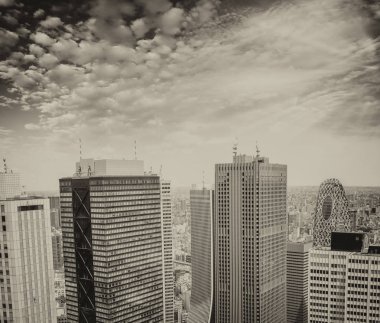 Shinjuku Mahallesi hava günbatımı gökdelenler Tokyo